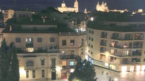 View from Hotel Condal at night